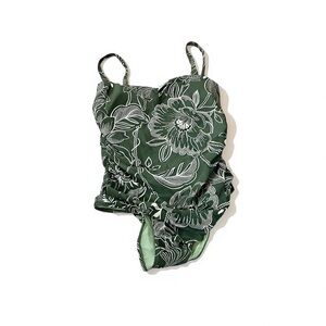 Cupshe Green Floral One Piece Swimsuit large NWT